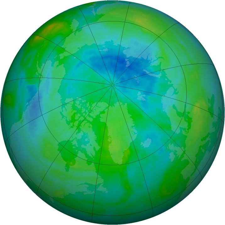 Arctic ozone map for 09 September 1990